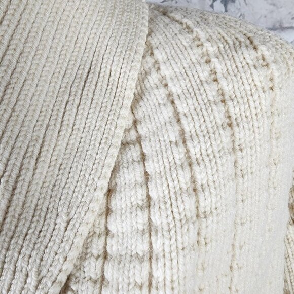 Vintage Virgin Wool Shawl Collar Cardigan Button Front Patch Pockets Cream Med - Picture 6 of 16